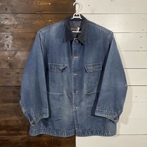 Vintage Big Mac Blanket Lined Blue Denim Chore Jacket Made in USA Mens Size 52